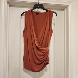 Ann Taylor Terracotta Sleeveless Drape Blouse